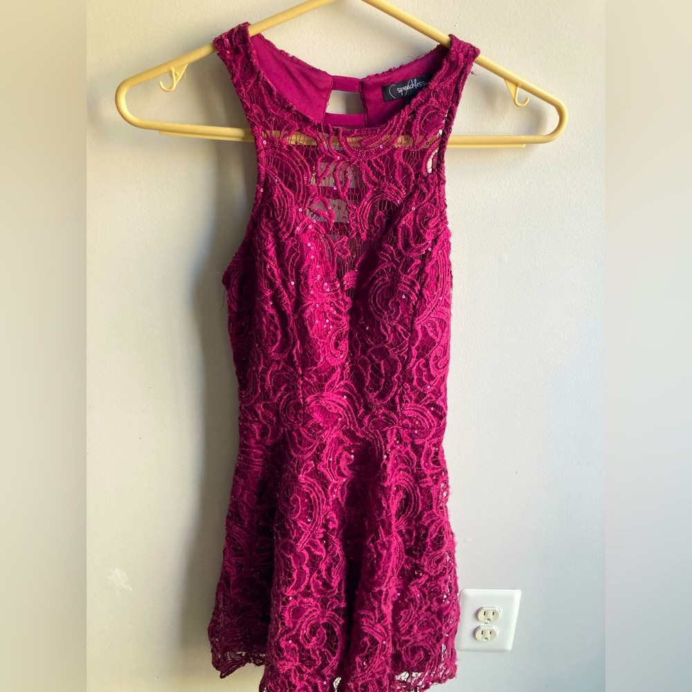 Juniors size 5 maroon lace dress